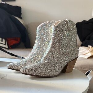 Sincerely Jules Glittering Silver Ankle Booties